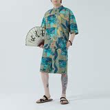 风男装印花宽松大码男士套装-A011-1-TZ036-P80-绿色，男装休闲套装，电商A011-1（原4007）