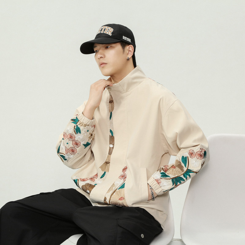 春秋季潮美式冲锋衣工装刺绣夹克外套男A011-1-HW1068-P85,男装夹克,电商A011-1（原4007）