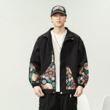 春秋季潮美式工装刺绣夹克冲锋衣外套男A011-1-HW1068-P85黑，男装夹克，电商A011-1（原4007）