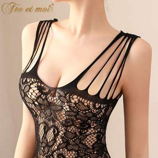 underwear black sexy net Jumpsuit fun mesh hollow Women