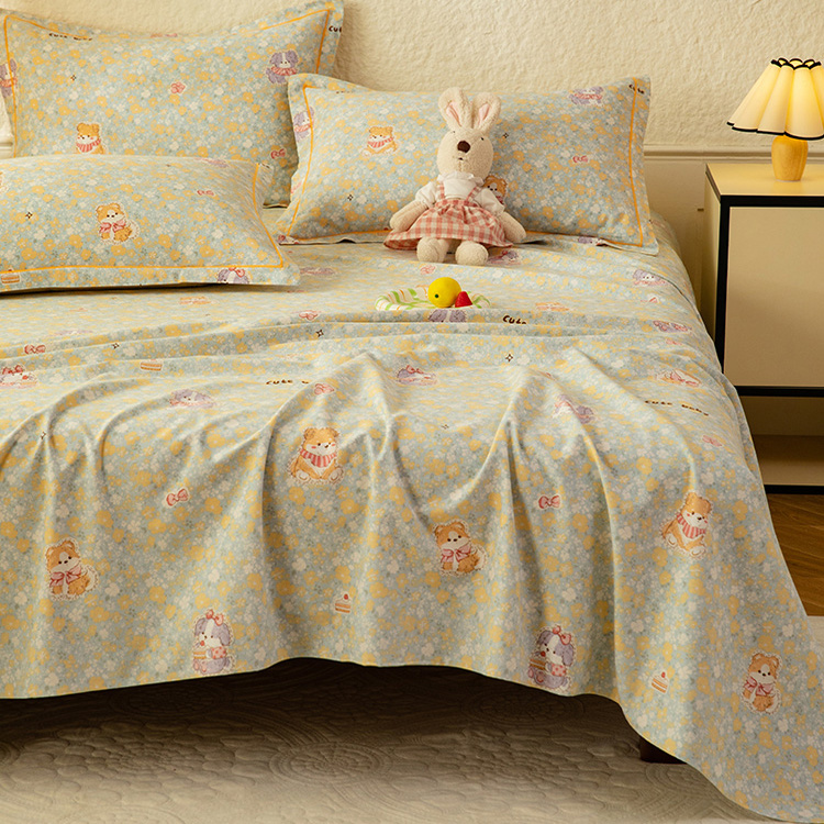 清新花园【全棉磨毛床单】2025新款A类无荧光加厚100%纯棉被单