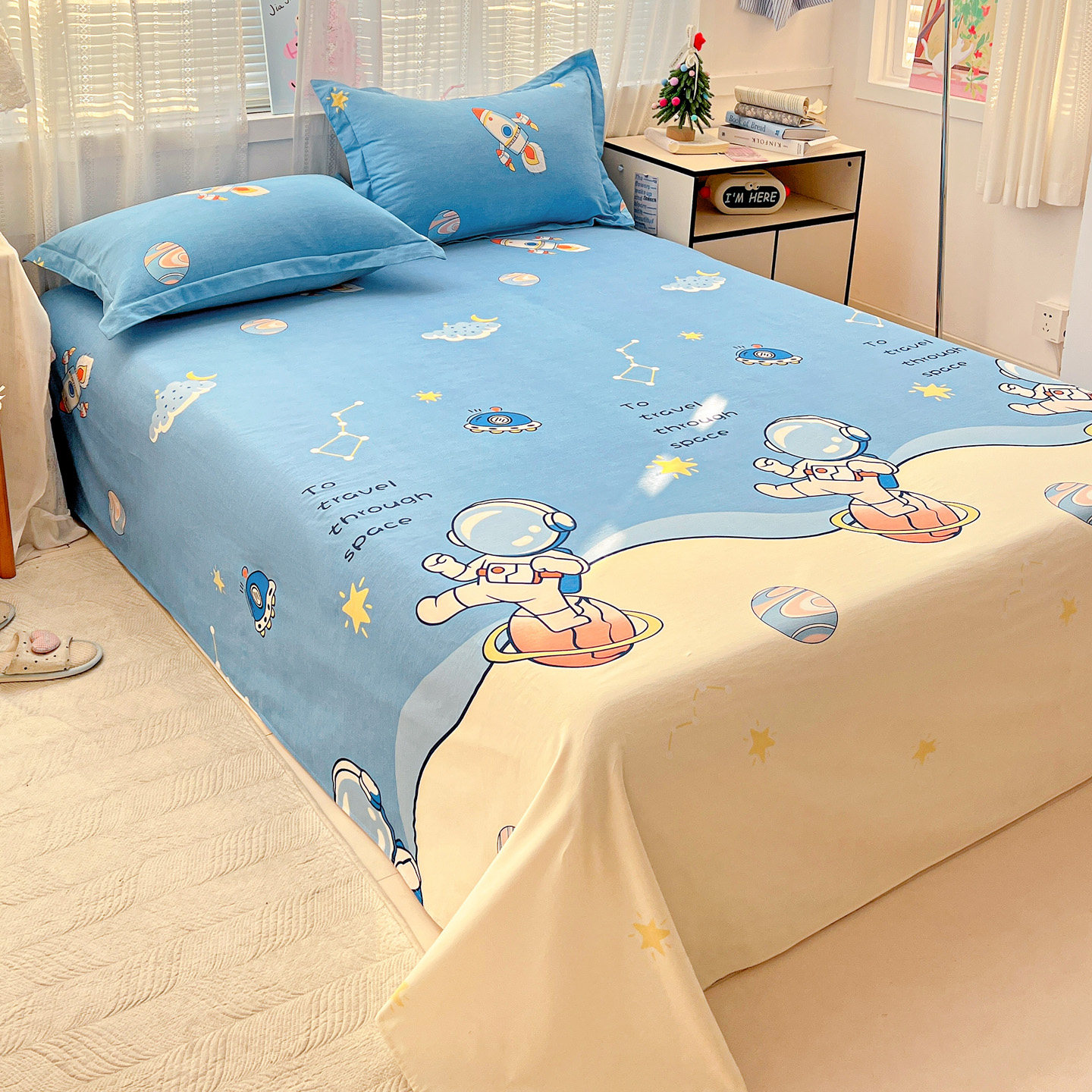 快乐星球【A类全棉加厚超柔磨毛单床单】新疆长绒棉纯棉儿童卡通