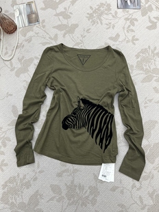 高品质百搭韩版 T恤休闲上衣 军绿色圆领长袖