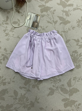 高品质休闲百搭香芋紫色宽松休闲松紧腰短裤女