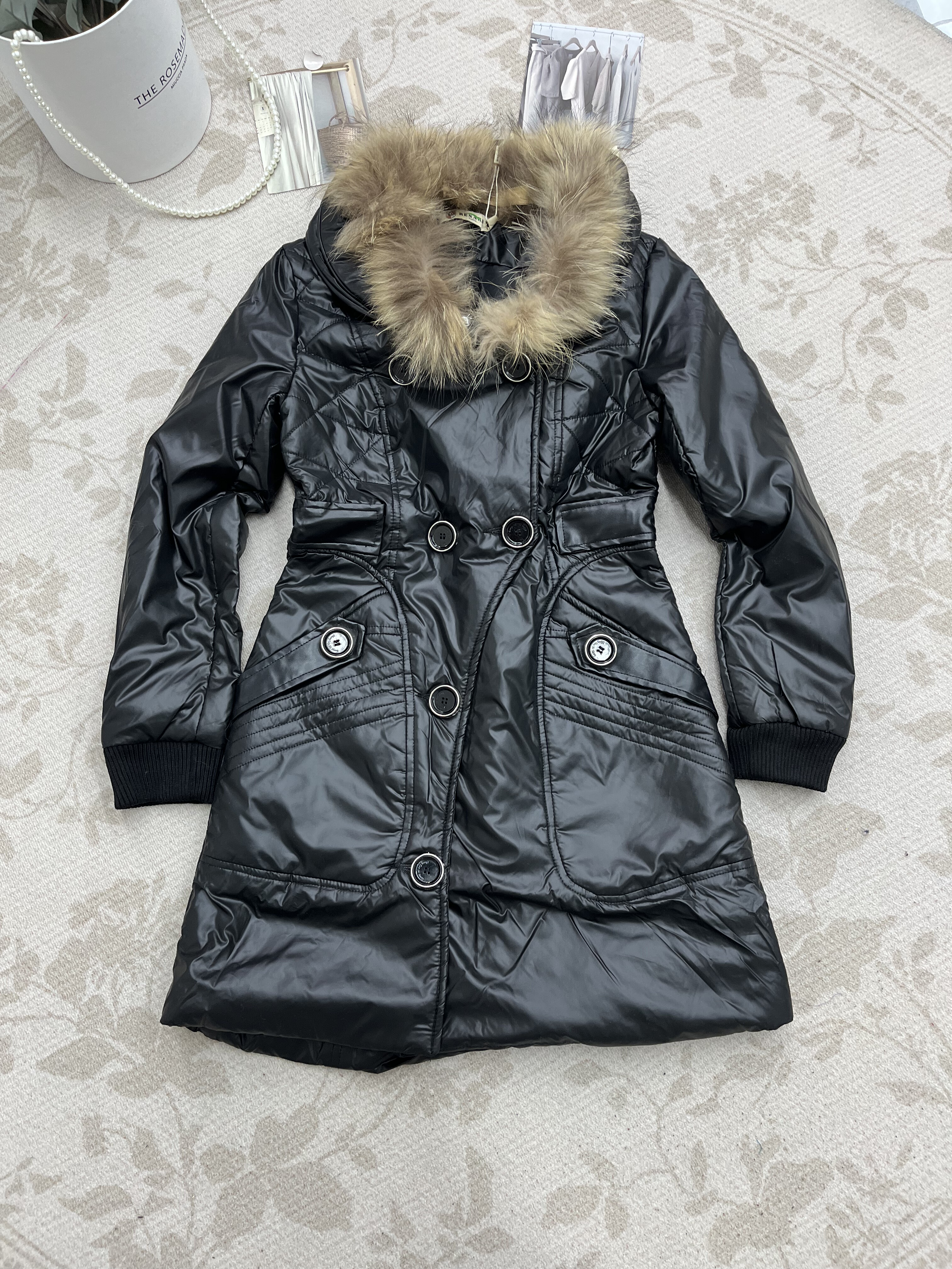 复古显瘦气质百搭大毛领黑色保暖中长款棉服女冬,女装/女士精品,上衣,淘宝优惠券,粉丝福利购,淘宝优惠卷