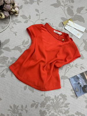 淑女坊雪纺背心侧边拉链设计小短款雪纺夏季通勤显瘦款