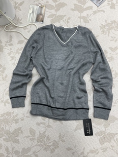 修身 打底衫 显瘦百搭V领针织衫 新款 男春秋季 复古韩版