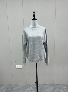 圆领百搭灰色圆领长袖宽松加绒基础款卫衣上衣