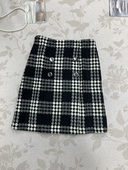 高品质黑白格纹显瘦高腰A字修身 半身裙女通勤百搭