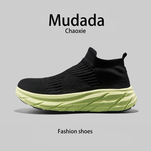 外贸日本单袜子鞋男女款春秋季网面透气一脚蹬懒人休闲运动旅游鞋