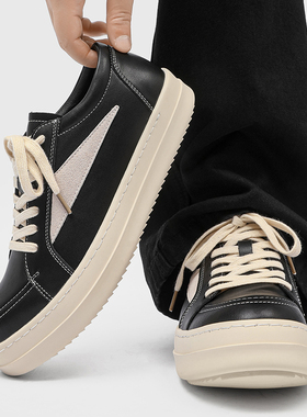 美式鞋子Cleanfit ro倒三角vibe板鞋男士黑色厚底增高德训鞋百搭