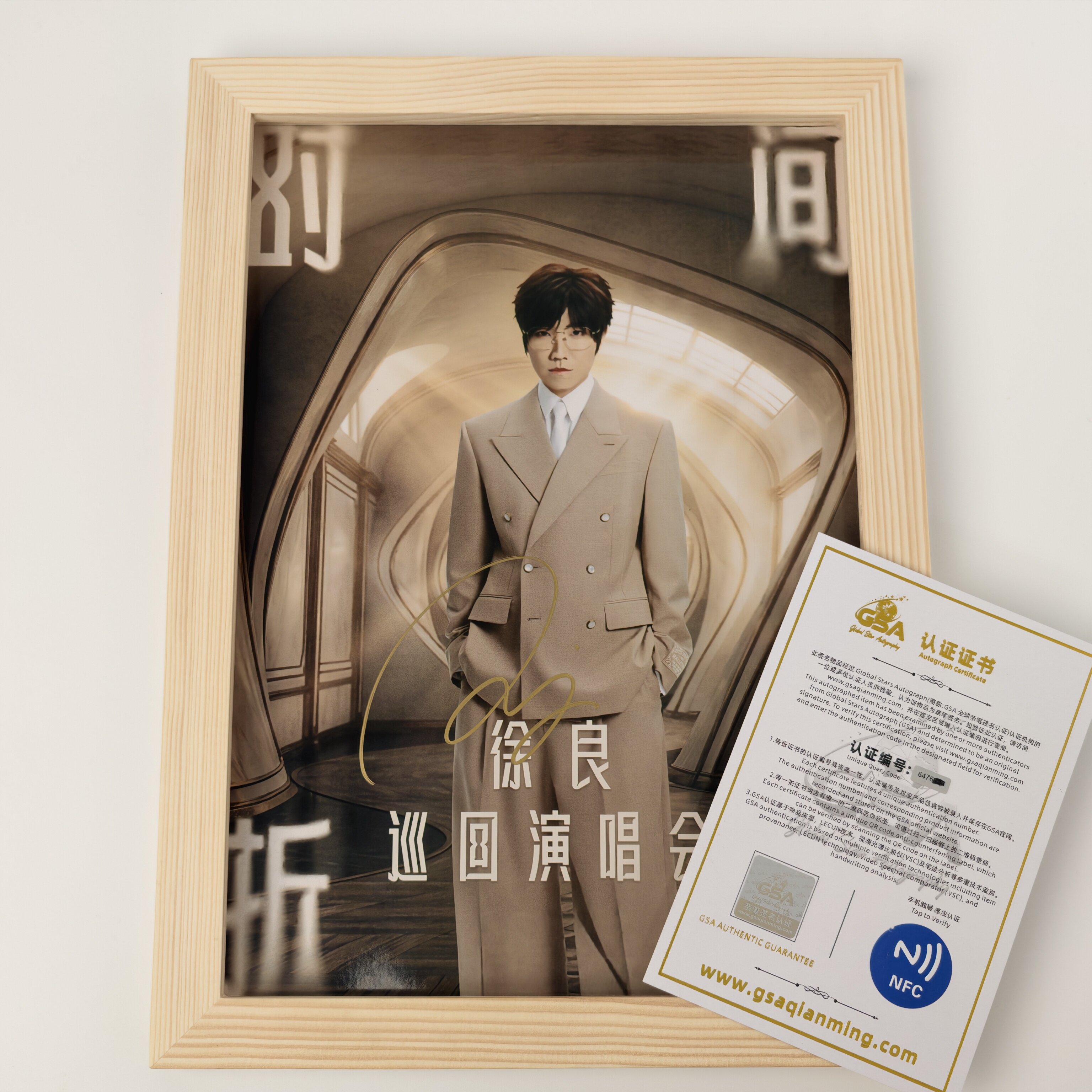 徐良时间折叠巡回演唱会亲笔签名12寸海报+相框+飞机盒+证书
