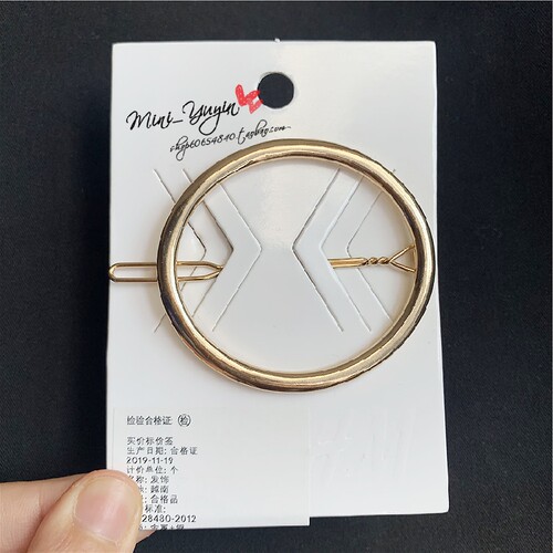 欧美风金属INS几何一字圆形发夹