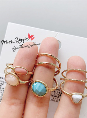 chic.欧美马卡龙圆形彩色宝石