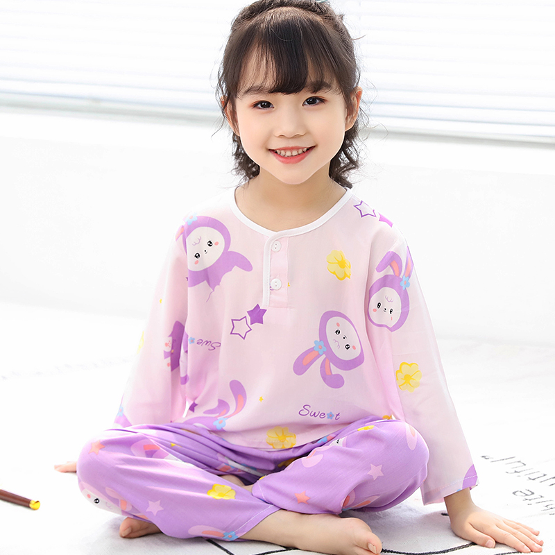 夏季儿童绵绸睡衣男孩纯棉空调服