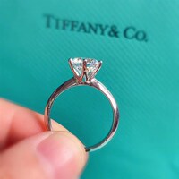 Classic six-claw ring female proposal diamond ring genuine moissanite VVS1 real diamond fire color PT950 platinum closed mouth