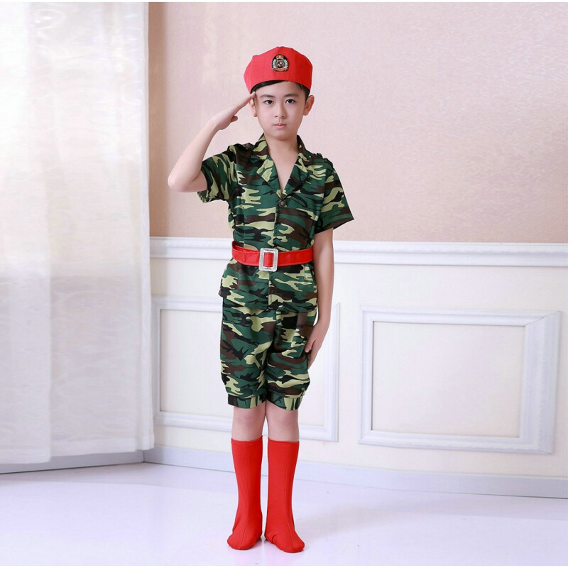 六一儿童迷彩演出服男童军旅风舞蹈服套装幼儿园表演服装幼儿园