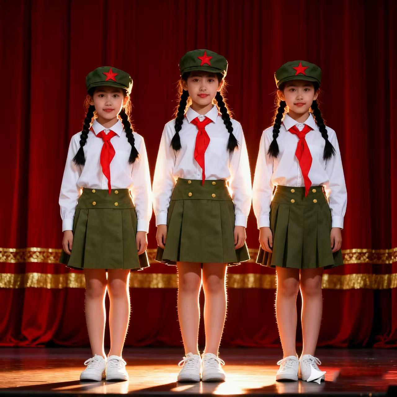 校园风儿童红军演出服女童合唱朗诵爱国表演服装小学生军装