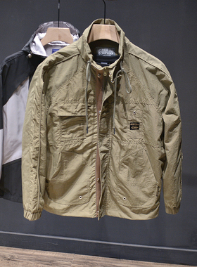 山系户外复古潮牌翻领工装夹克男士春秋季休闲冲锋衣日系宽松外套