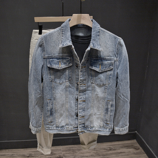 重磅水洗街头百搭复古夹克长袖 刮烂牛仔外套男士 ins 个性 潮牌时尚