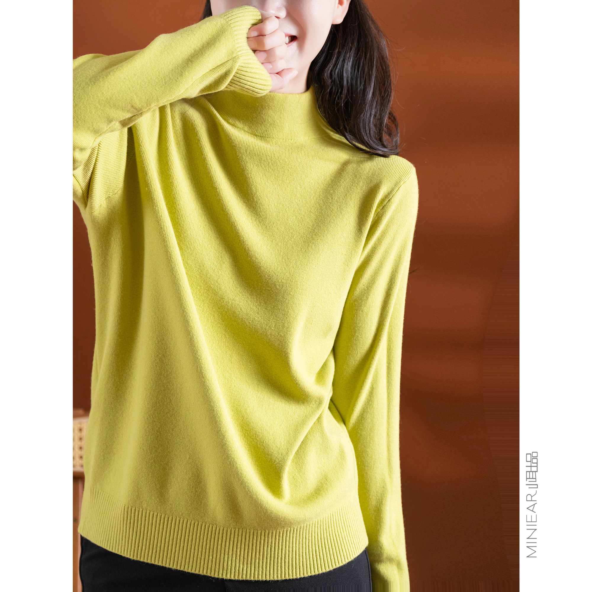 半高领保暖宽松百搭纯色毛衣