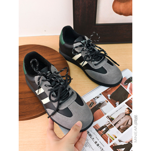 阿甘鞋 小耳出品 垫黑绿色德训鞋 植绒chao柔内里鞋 磨砂牛皮牛反绒