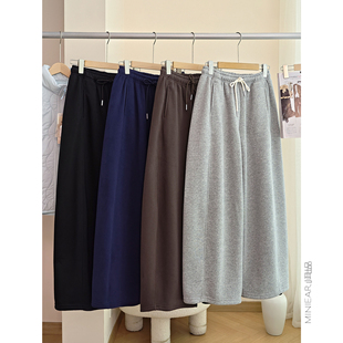 加绒加厚 小耳出品 中缝线分割 篙支精梳棉 松紧腰女 立裁大脚裤