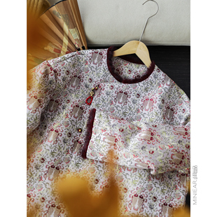 小耳出品 90白鹅绒羽绒服毛边圆领国风斜襟外套女 招财纳福压襟