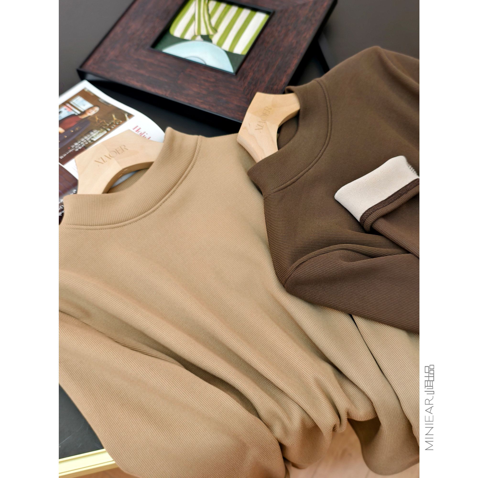 加绒弹力半高领螺纹打底衫女