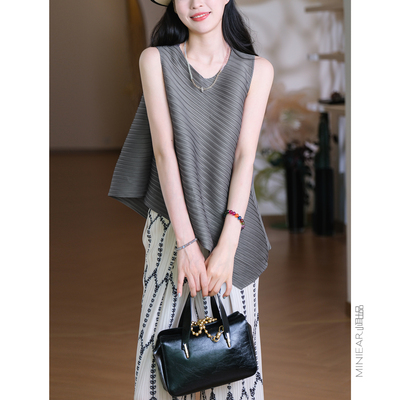 三宅不规则背心无袖T恤上衣