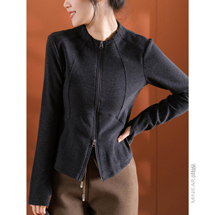 双头拉链修身 小耳出品 立裁分割线 篙密双面绒 上衣 小蛮腰上衣