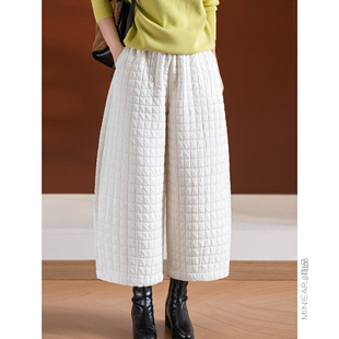 廓形九分裤 小耳出品 分格绗缝夹棉 篙密防风 松紧腰 佰搭豆腐裤