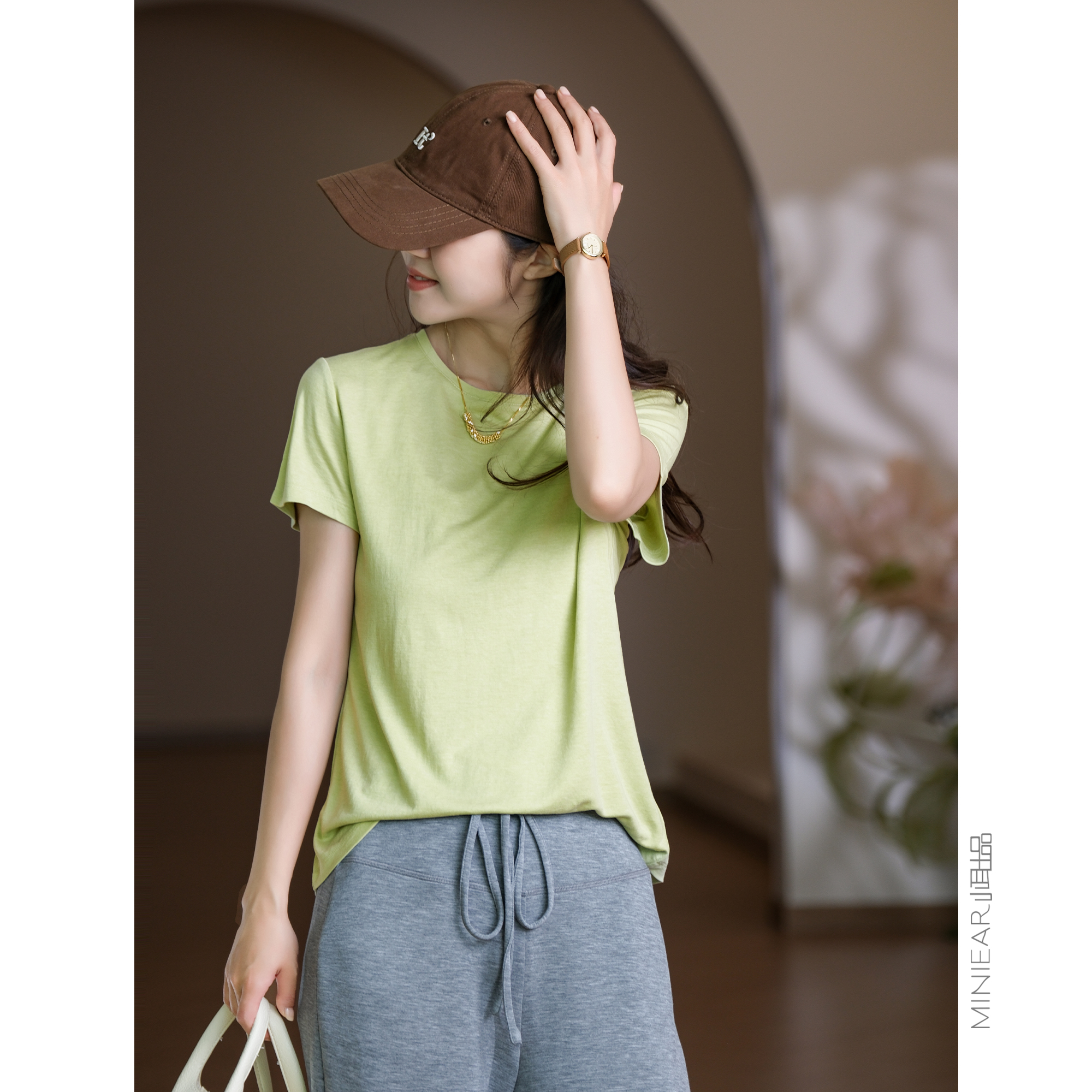 醋酸桑蚕丝圆领T恤女短袖
