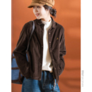 复古翻领刺绣字母衬衫 小耳出品 双层加绒 100棉 萣制细条灯芯绒