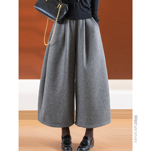 立裁版 萣制芝麻毛呢 型 加绒 小耳出品 八分阔腿裤 调性大脚裤