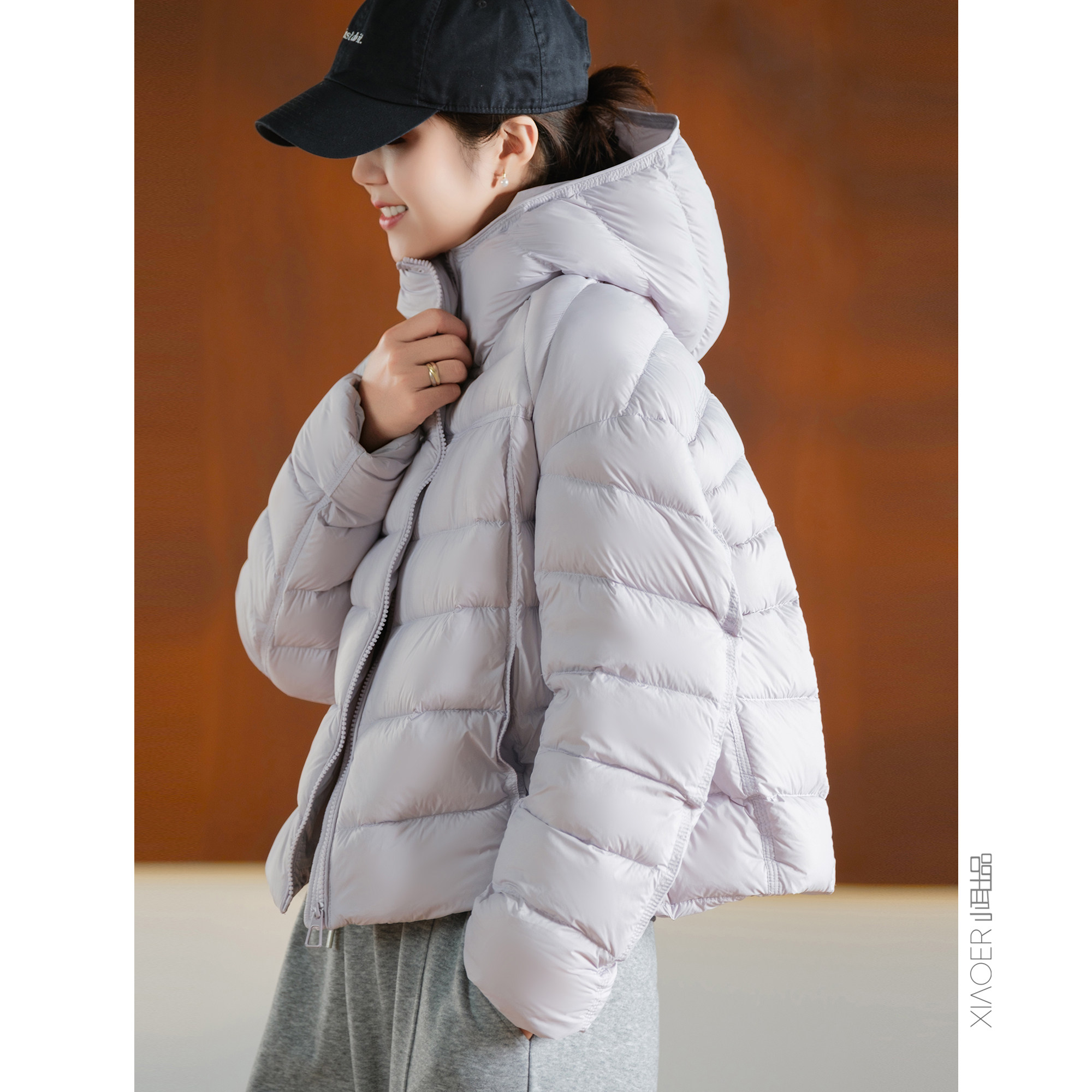 小耳出品 泡芙排骨服~微龟背版/新国标90白鸭绒 连帽短款羽绒服女