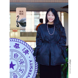 宽边系带 小耳出品 重磅丝光缎 含90%白鹅绒 鹅绒服 小耳自留款