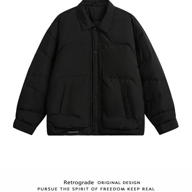 简约时尚翻领短款羽绒服男轻薄保暖舒适轻便夹克冬季高级感外套潮