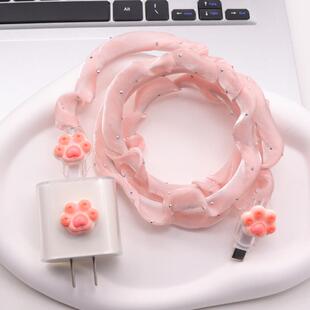 适用苹果17pro数据线保护套16绕线器14快充15女ipad20W充电器壳13