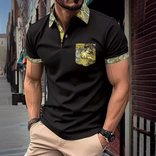 新款男士短袖衫休闲口袋高尔夫马球衫
