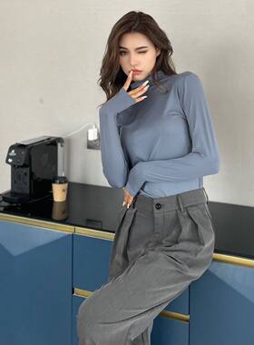 春秋冬新款九色半高领牛奶丝面膜打底衫亲肤修身高弹长袖女上