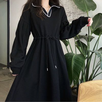 大码斤新款领配大衣中长款内搭裙子胖打底连衣裙女