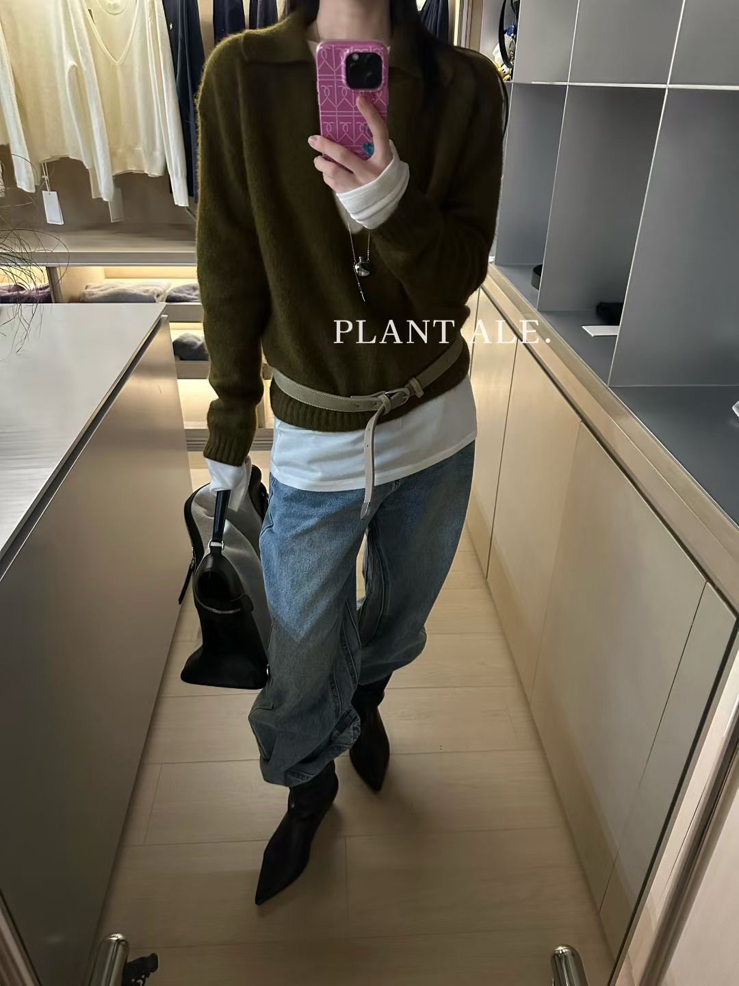 Plant Ale~秋上新牦牛绒高品质V领羊毛翻领小衫