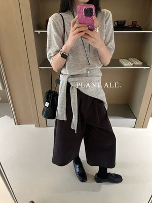 PLANT ALE~秋上新韩系简约百搭100%棉老钱风直筒七分裤
