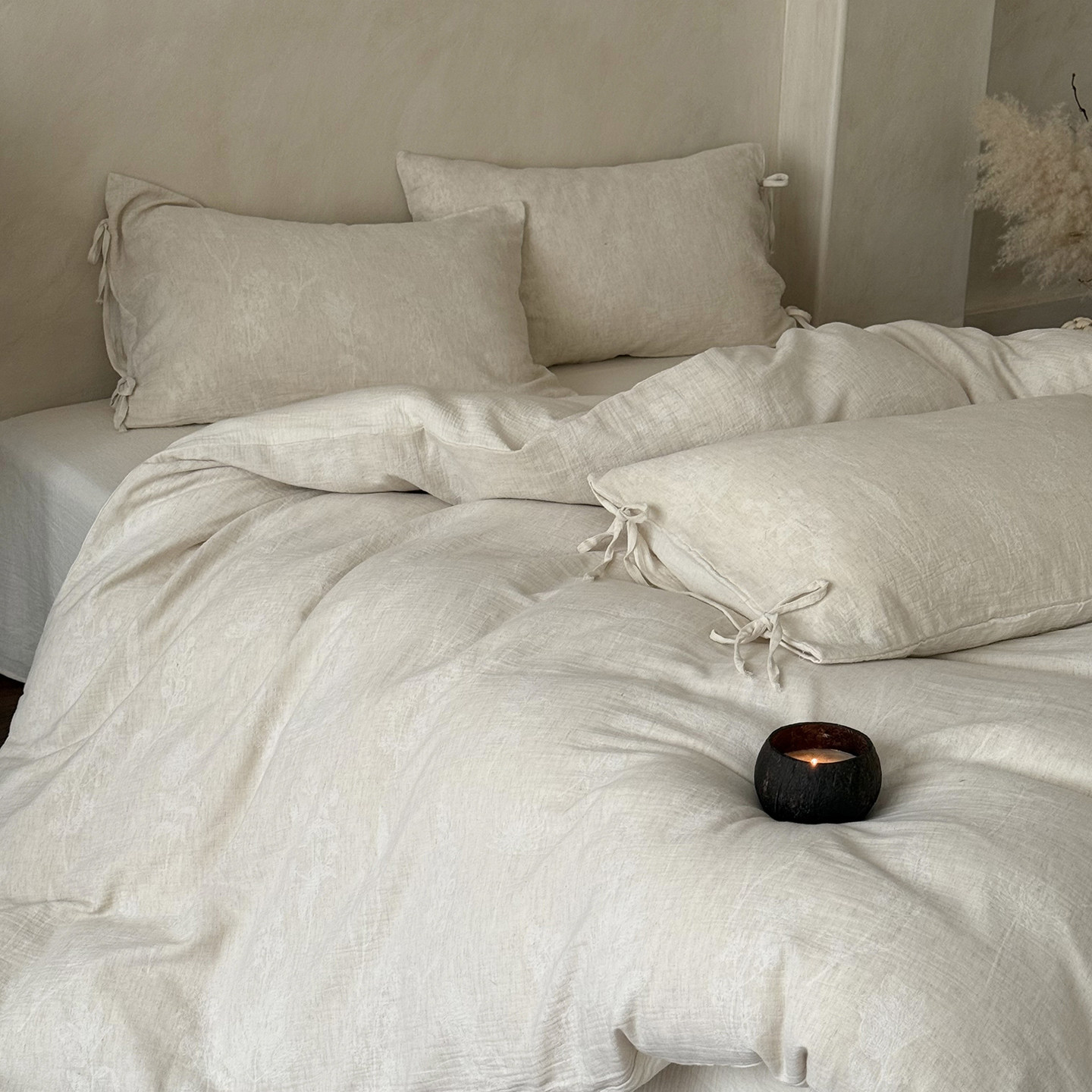 南法假日长绒棉亚麻色织提花四件套全棉纯棉棉麻床上用品床单被套