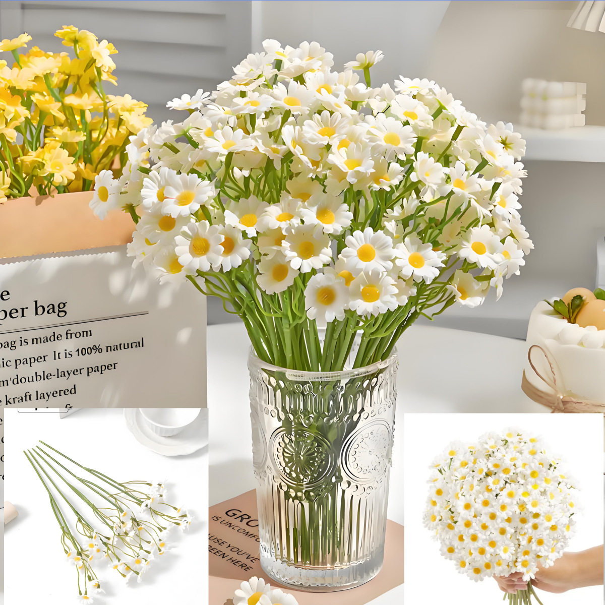 ins仿真花小雏菊把束假花客厅摆设餐桌洋甘菊小野菊花束摄影道具,鲜花速递/花卉仿真/绿植园艺,仿真花,淘宝优惠券,粉丝福利购,淘宝优惠卷