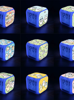 卡通小可爱简约小方钟静音夜光小八猫闹钟自嘲熊电子时钟儿童礼物