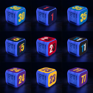 学生床头闹钟篮球24 23号数字静音电子时钟桌面摆件夜光氛围灯