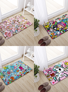 26家用入户玄关地垫卡通独角兽儿童卧室脚垫可爱印花客厅阳台地毯