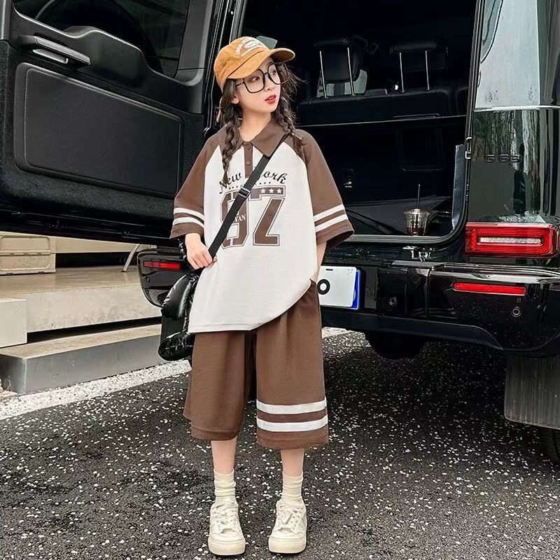 女童夏装套装2025新款儿童夏季洋气时髦童装大童运动短袖短裤夏款